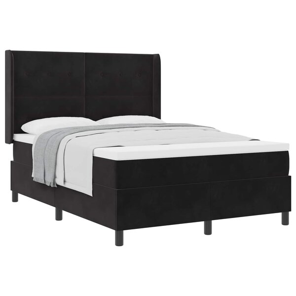 vidaXL Lit à ressorts avec matelas Noir 160 x 200 cm Velours
