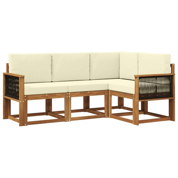 vidaXL Ensemble de canapés d'extérieur 4 pc Naturel et Crème Polyester