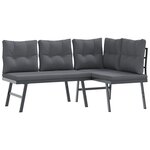 vidaXL Bancs de jardin avec coussins lot de 2 acier enduit de poudre