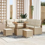 Ensemble de canapé de jardin vidaXL 8 pièces avec coussins Beige Poly Rattan Acacia