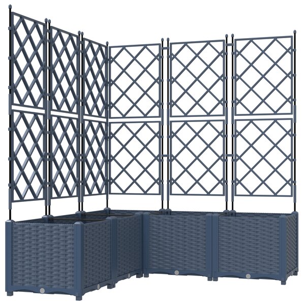 vidaXL Jardinière avec Treillis 5 Pièces Gris 120x120x143 cm
