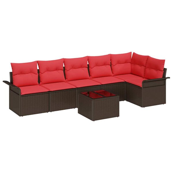 vidaXL Ensemble de canapé de jardin 7 Pièces Marron polyrotin