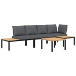 vidaXL Salon de jardin 4 Pièces avec coussins noir aluminium