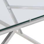 vidaXL Table basse argenté acier inoxydable et verre trempé