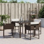 vidaXL Chaises de jardin avec coussins lot de 4 marron résine tressée