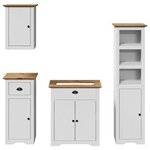 vidaXL Meubles de salle de bain 4 Pièces BODO blanc bois de pin massif