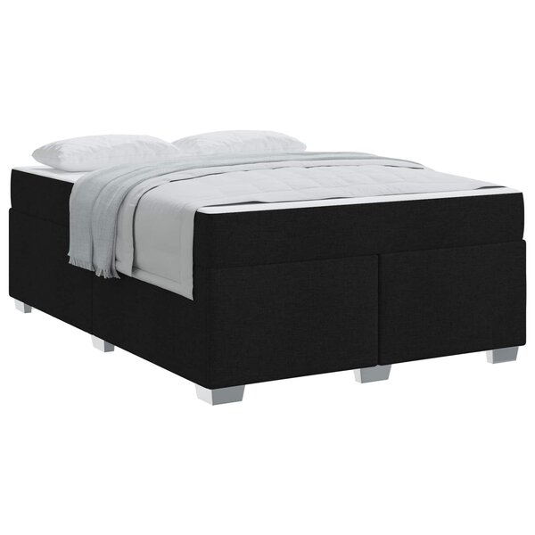 vidaXL Cadre de lit avec matelas Noir 140 x 200 cm tissu