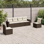 vidaXL Salon de jardin avec coussins 6 Pièces marron résine tressée