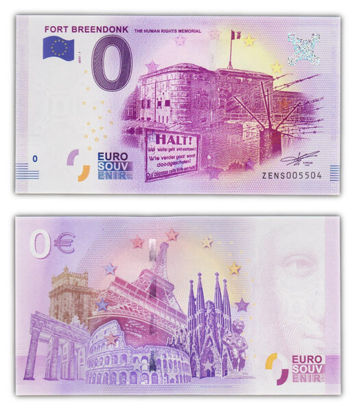 Billet de Collection 0 Euro souvenir 2017 Fort Breendonk - Belgique - Neuf - Numéro de série aléatoire