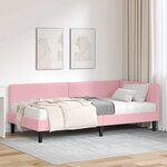 vidaXL Cadre de lit d'angle avec matelas 2 pc Rose 80 x 200 cm Velours