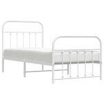 vidaXL Cadre de lit métal sans matelas avec pied de lit blanc 90x190cm