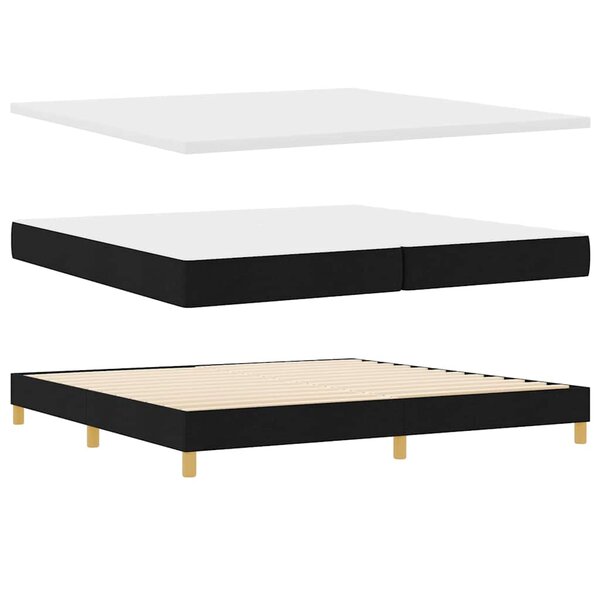vidaXL Lit à ressorts Noir 200 x 200 cm Revêtement et Bois et Mousse