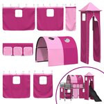 vidaXL Cadre de lit superposé pour enfants Noir et rose 75 x 190 cm