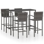 vidaXL Ensemble de bar de jardin 5 Pièces Résine tressée Gris