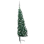 vidaXL Demi-arbre de Noël artificiel pré-éclairé et boules vert 150 cm