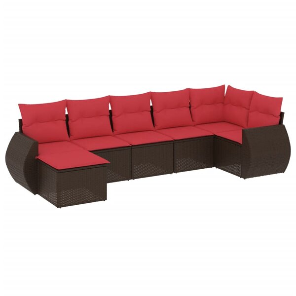 vidaXL Salon de jardin avec coussins 7 Pièces marron résine tressée