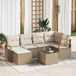 vidaXL Ensemble de canapé de jardin avec coussin 7 Pièces Beige  Crème