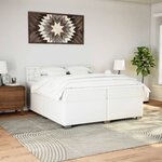 vidaXL Sommier à lattes de lit avec matelas Blanc 200x200cm Similicuir