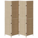 vidaXL Paravent 4 panneaux pliable beige 196x180 cm en poly rattan