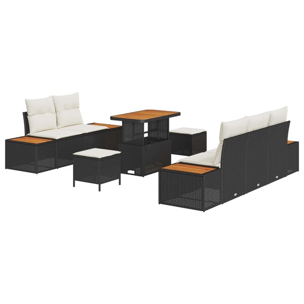 vidaXL Ensemble de canapé de jardin avec coussin 8 Pièces Noir et Crème