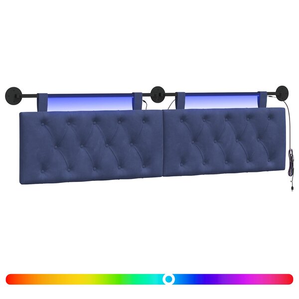 vidaXL Tête de lit suspendue Bleu police Velours