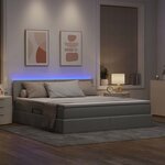vidaXL Lit de rangement LED avec matelas Gris clair 160 x 200 cm Tissu