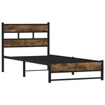 vidaXL Cadre de lit en métal sans matelas chêne fumé 107x203 cm
