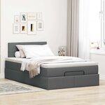 vidaXL Lit ottoman avec matelas et LED gris foncé 120x200 cm tissu