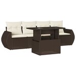 vidaXL Salon de jardin avec coussins 5 Pièces marron résine tressée
