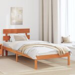 vidaXL Cadre de lit en bois de pin marron ciré 80x200 cm avec tête de lit