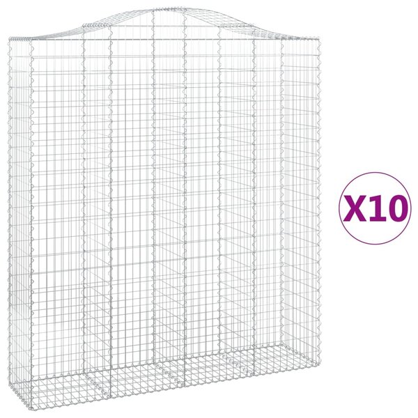 vidaXL Paniers à gabions arqués 10 Pièces 200x50x220/240 cm Fer galvanisé