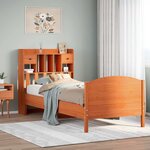 vidaXL Lit bibliothèque sans matelas cire marron 75x190 cm pin massif