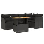 vidaXL Salon de jardin 5 Pièces avec coussins noir résine tressée