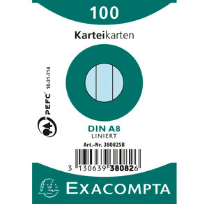 Paquet 100 fiches bristol A8 travers Bleu EXACOMPTA