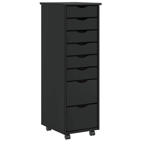 vidaXL Armoire roulante avec tiroirs MOSS noir bois de pin solide