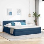 vidaXL Lit de rangement LED avec matelas Bleu 200 x 200 cm Tissu