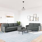 vidaXL Ensemble de canapés 3 Pièces avec repose-pied gris foncé tissu