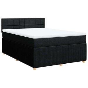 vidaXL Sommier à lattes de lit avec matelas Noir 160x200 cm Tissu