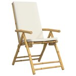 vidaXL Ensemble de bistro pliante 3 Pièces et coussins blanc crème bambou