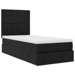 vidaXL Cadre de lit ottoman avec matelas noir 80x200 cm tissu