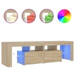 vidaXL Meuble TV avec lumières LED Chêne sonoma 140x36 5x40 cm