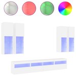 vidaXL Ensemble de meubles TV muraux 7 Pièces avec lumières LED blanc