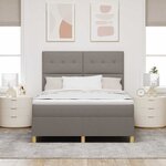 vidaXL Lit à ressort LED avec matelas Taupe 140 x 190 cm tissu