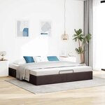 VidaXL Cadre de lit ottoman sans matelas marron foncé 200x200 cm tissu