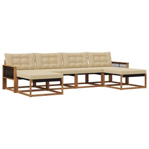 vidaXL Ensemble de canapés d'extérieur 6 pc Naturel et Beige
