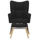 vidaXL Chaise à bascule avec repose-pied Noir Tissu