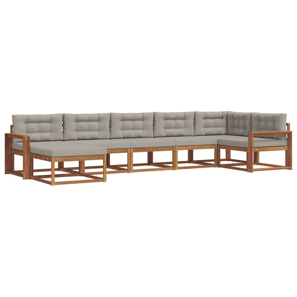 vidaXL Ensemble de canapés d'extérieur 7 pc Gris Naturel et Clair