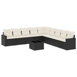 vidaXL Salon de jardin 10 Pièces avec coussins noir résine tressée