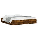 vidaXL Cadre de lit à tiroirs chêne fumé 160x200 cm bois d'ingénierie
