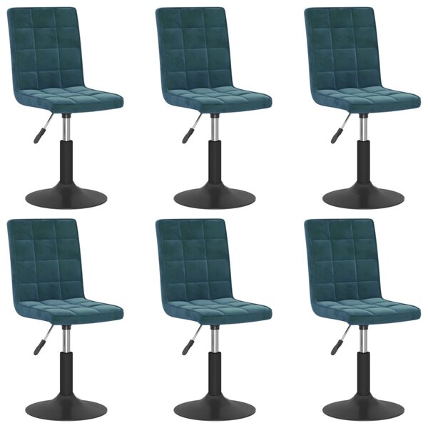 vidaXL Chaises pivotantes à manger lot de 6 bleu velours